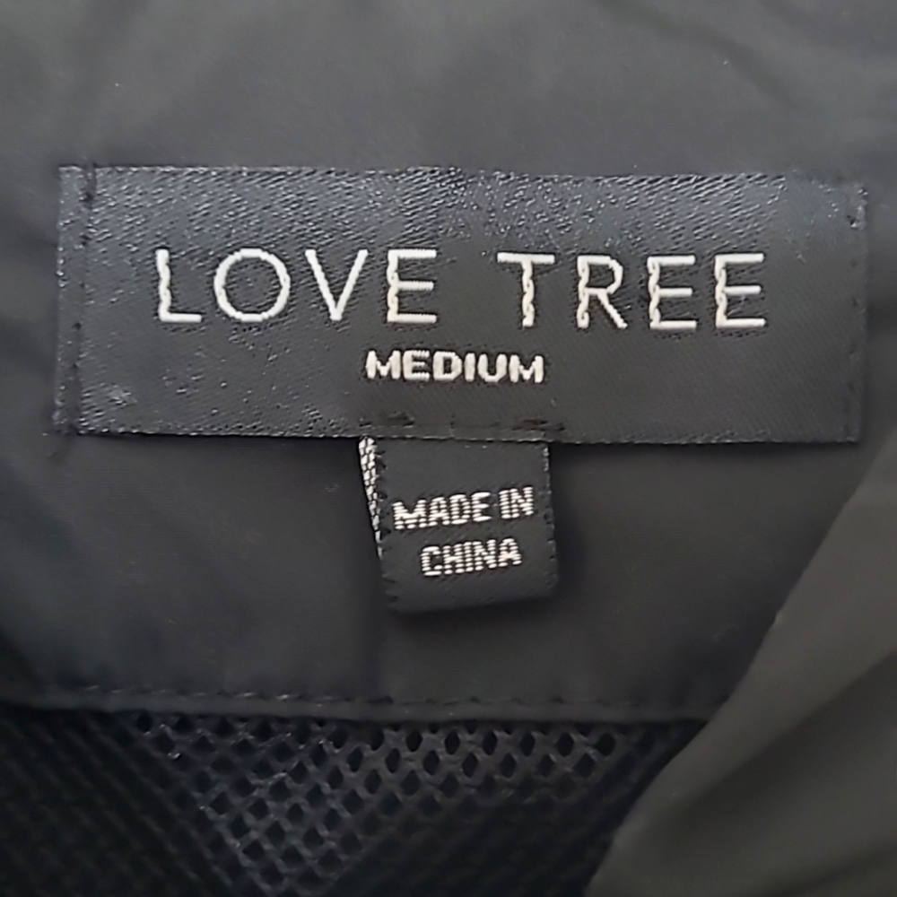 LOVE TREE Women's Black and White Cropped Jacket Zip-up with Hood Size M - Picture 5 of 7